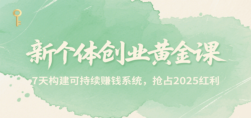 新个体创业黄金课，7天构建可持续赚钱系统，抢占2025红利-鲲鹏云网创