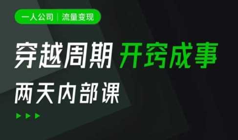 一人公司：流量变现课，一人公司的方法模型拆解， 拆解富人思维，流量思维，小老板思维等-鲲鹏云网创