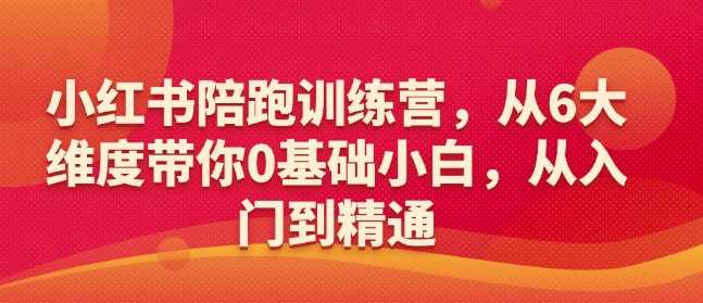 小红书陪跑训练营，从6大维度带你0基础小白，从入门到精通-鲲鹏云网创