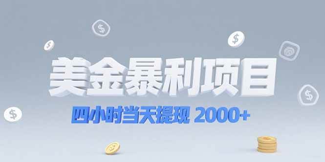 （15251期）美金暴利项目，四小时当天提现 2000+机会留给会选赛道的人-鲲鹏云网创