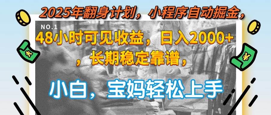 （15082期）2025年翻身计划，小程序自动掘金48小时可见收益，日入2000+，长期稳定…-鲲鹏云网创
