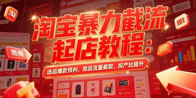 （15468期）淘宝暴力截流起店教程：选品爆款预判，竞品流量截取，投产比提升-鲲鹏云网创