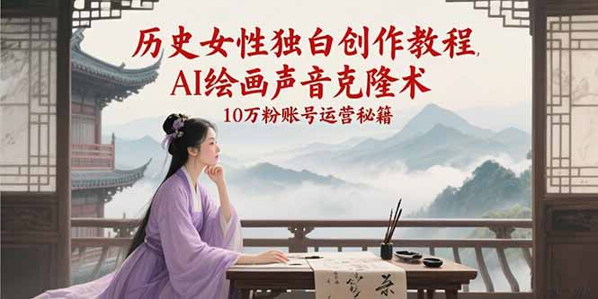 （15186期）历史女性独白创作教程，AI绘画声音克隆术，10万粉账号运营秘籍-鲲鹏云网创