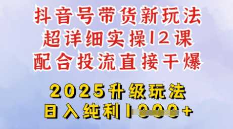 2025全新升级抖音带货玩法，一天纯利四位数，从剪辑到选品再到发布投流，超详细玩法揭秘-鲲鹏云网创