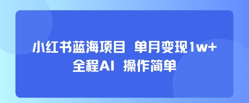 小红书蓝海项目 单月变现1w+ 全程AI 操作简单-鲲鹏云网创