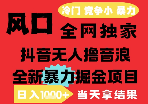 25年6月高爆抖音无人直播最新撸音浪掘金项目，解放双手小白可做，无脑日入1k+，门槛低【揭秘】-鲲鹏云网创
