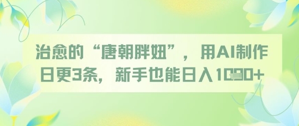 治愈的“唐朝胖妞”，用AI制作日更3条，新手也能日入多张-鲲鹏云网创