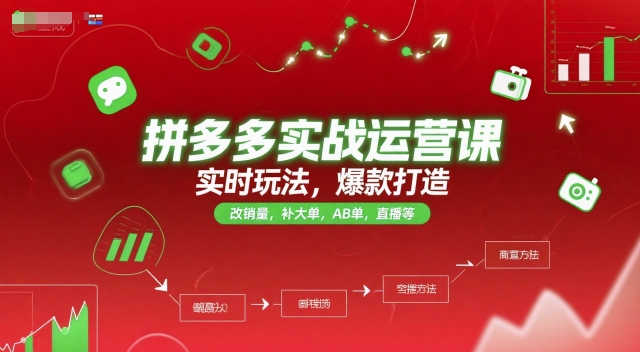 拼多多实战运营课，实时玩法，爆款打造，改销量，补大单，AB单，直播等（更新2025月）-鲲鹏云网创