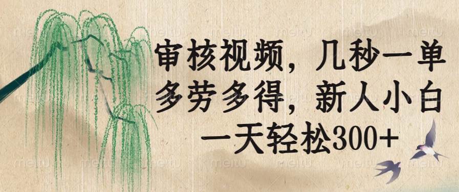 （14203期）审核视频，几秒一单，多劳多得，新人小白一天轻松300+-鲲鹏云网创