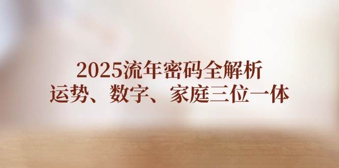 （14466期）2025流年密码全解析，运势、数字、家庭三位一体-鲲鹏云网创