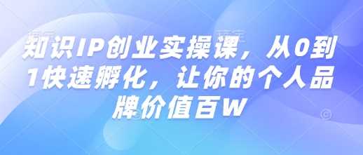 知识IP创业实操课，从0到1快速孵化，让你的个人品牌价值百W-鲲鹏云网创
