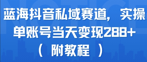 蓝海抖音私域赛道，实操单账号当天变现288+(附教程)-鲲鹏云网创