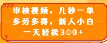 审核视频，几秒一单，多劳多得，新人小白一天轻松3张【揭秘】-鲲鹏云网创
