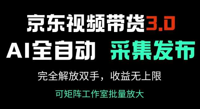 京东视频带货3.0，Ai全自动采集+自动发布，完全解放双手，收入无上限-鲲鹏云网创