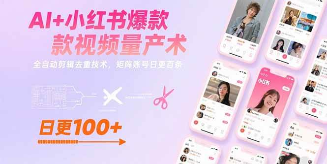 （15542期）AI+小红书爆款视频量产术：全自动剪辑去重技术，矩阵账号日更百条-鲲鹏云网创