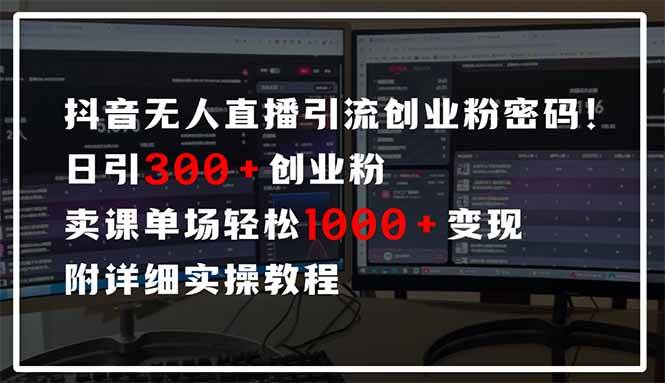 （14564期）抖音无人直播引流密码！日引300+创业粉 单场轻松1000+变现 附详细实操教程-鲲鹏云网创