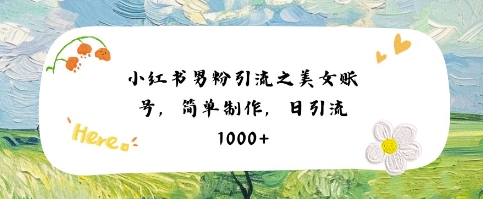 小红书男粉引流项目之美女账号6，简单制作，条条爆款原创，不违规-鲲鹏云网创