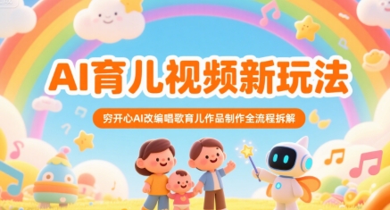 AI育儿视频新玩法，穷开心AI改编唱歌育儿作品制作全流程拆解-鲲鹏云网创