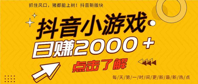 （14319期）抖音小游戏，最新风口项目，亲测单游戏2000+感兴趣点击了解。-鲲鹏云网创