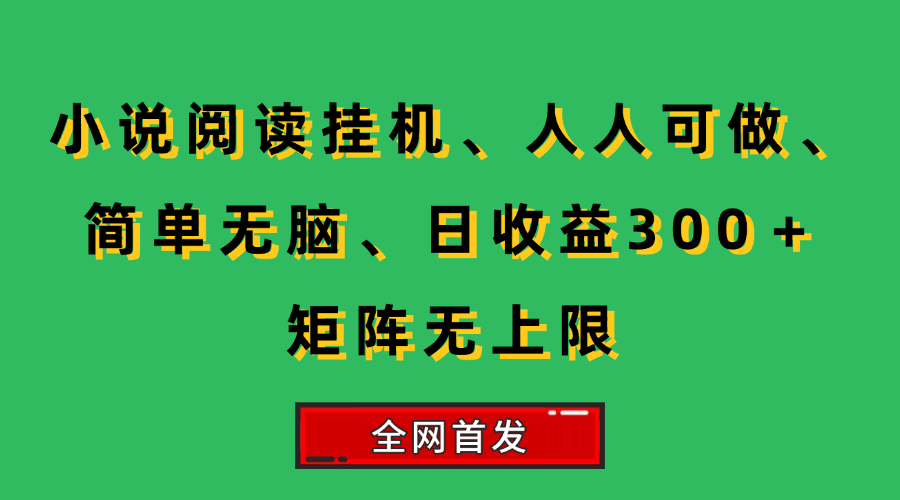 （15413期）小说挂机阅读，人人可做，简单无脑，一天收益300＋矩阵无限上-鲲鹏云网创