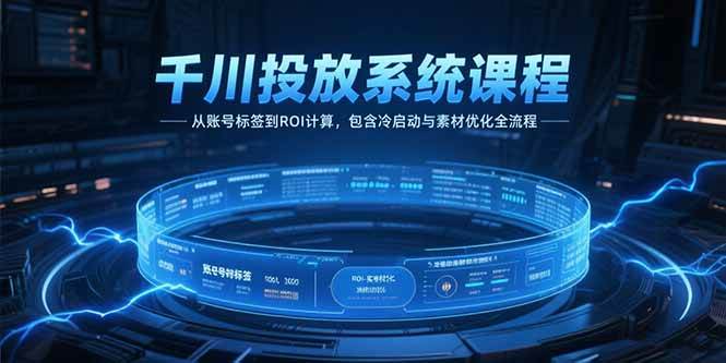 （15263期）千川投放系统课程，从账号标签到ROI计算，包含冷启动与素材优化全流程-鲲鹏云网创