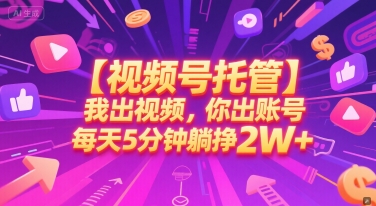 【视频号托管 】我出视频，你出账号，每天5分钟发布，最高躺挣2W+【揭秘】-鲲鹏云网创