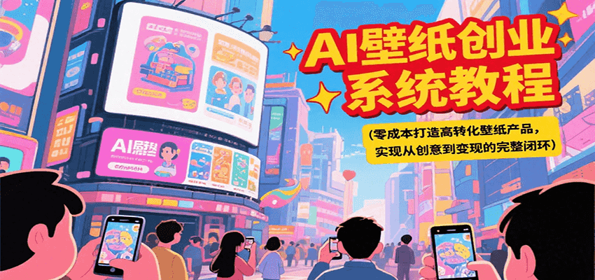 AI壁纸创业系统教程，零成本打造高转化壁纸产品，实现从创意到变现的完整闭环-鲲鹏云网创
