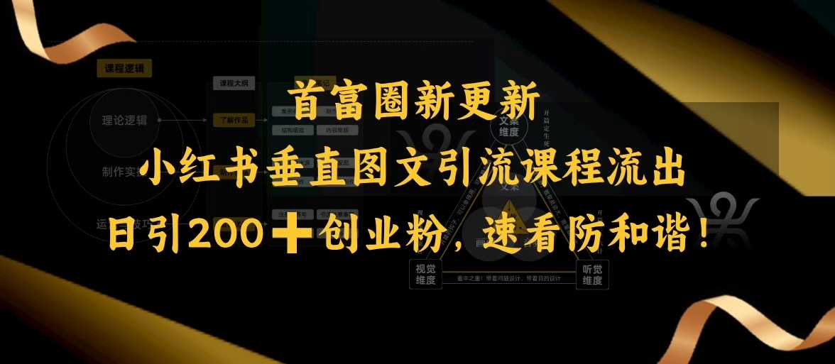 小红书垂直图文引流课程流出，日引200+创业粉，速看防和谐-鲲鹏云网创