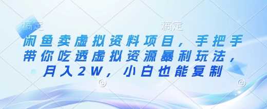 闲鱼卖虚拟资料项目，手把手带你吃透虚拟资源暴利玩法，月入2W，小白也能复制-鲲鹏云网创