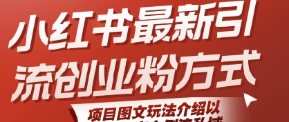 小红书最新引流创业粉方式，项目图文玩法介绍以及如何安全倒流私域-鲲鹏云网创