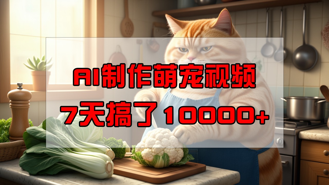 靠AI制作萌宠视频，7天搞了1万+，操作简单门槛低，有手机就行-鲲鹏云网创