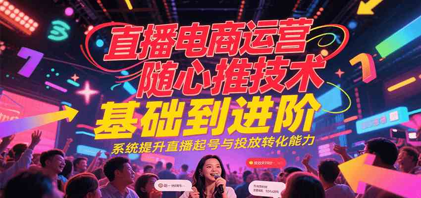 直播电商运营随心推投放技术基础到进阶，系统提升直播起号与投放转化能力-鲲鹏云网创
