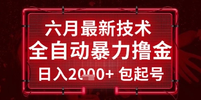 六月最新技术全自动暴力撸金，稳定日入2k+包起号，长期稳定【揭秘】-鲲鹏云网创