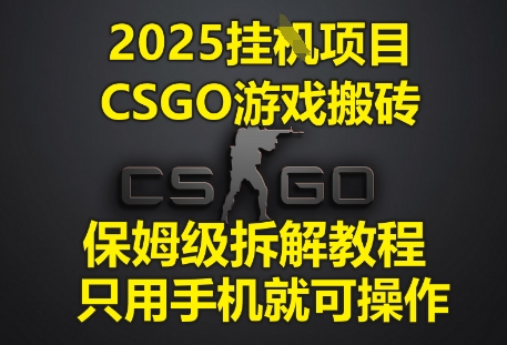 2025挂G项目，CSGO游戏搬砖，保姆级拆解教程，只用手机就可操作【揭秘】-鲲鹏云网创