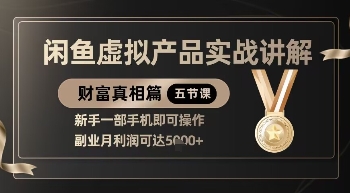 精品！闲鱼虚拟产品实战讲解，新手一部手机即可操作，副业月利润可达5k+-鲲鹏云网创