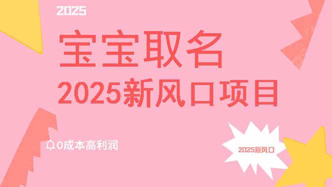 （14593期）2025新风口项目宝宝取名，0成本高利润，附保姆级教程，月入过万不是梦-鲲鹏云网创