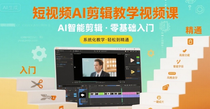 短视频AI剪辑教学视频课，入门到精通-鲲鹏云网创