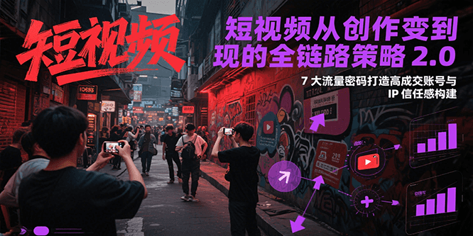短视频从创作到变现的全链路策略2.0，7大流量密码构建IP信任感打造高成交账号-鲲鹏云网创