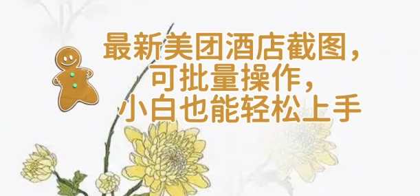 【轻云】最新美团酒店截图，可批量操作，小白也能轻松上手-鲲鹏云网创