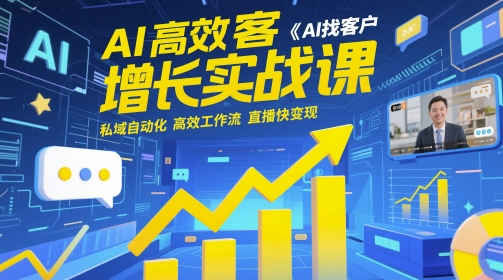 AI高效获客增长实战课，AI找客户 私域自动化 高效工作流 直播快变现-鲲鹏云网创