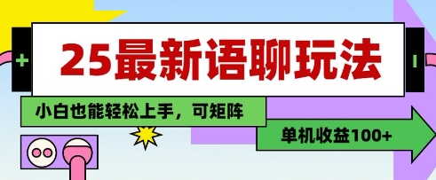 25年最新语聊玩法，纯手工，单机收益100+，小白也能轻松上手，可矩阵操作-鲲鹏云网创