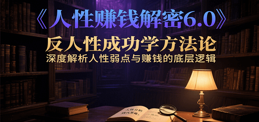 人性赚钱解密6.0，反人性成功学方法论，深度解析人性弱点与赚钱的底层逻辑-鲲鹏云网创