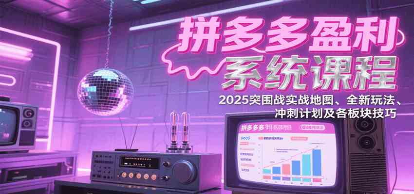 拼多多盈利系统课程：2025突围战实战地图、全新玩法、冲刺计划及各板块技巧-鲲鹏云网创