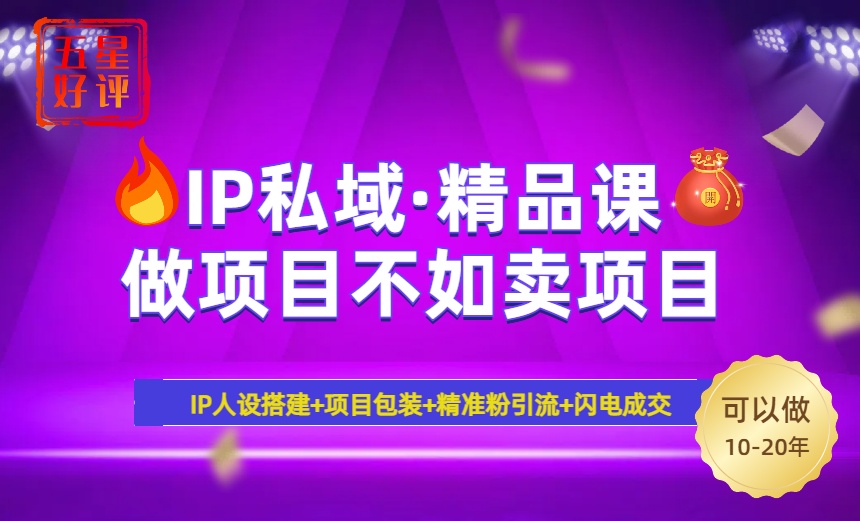 2025年“IP私域·密训精品课”，日赚3000+小白避坑年赚百万，暴力引流…-鲲鹏云网创
