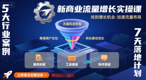 新商业流量增长实操课，找到增长机会，加速流量布局-鲲鹏云网创