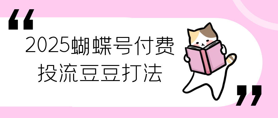 2025蝴蝶号付费投流豆豆打法-鲲鹏云网创