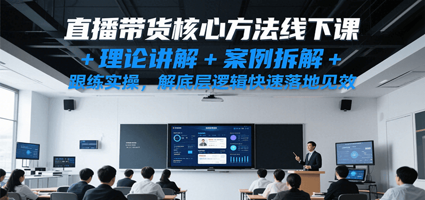 直播带货核心方法线下课，理论讲解+案例拆解+跟练实操，解底层逻辑快速落地见效-鲲鹏云网创