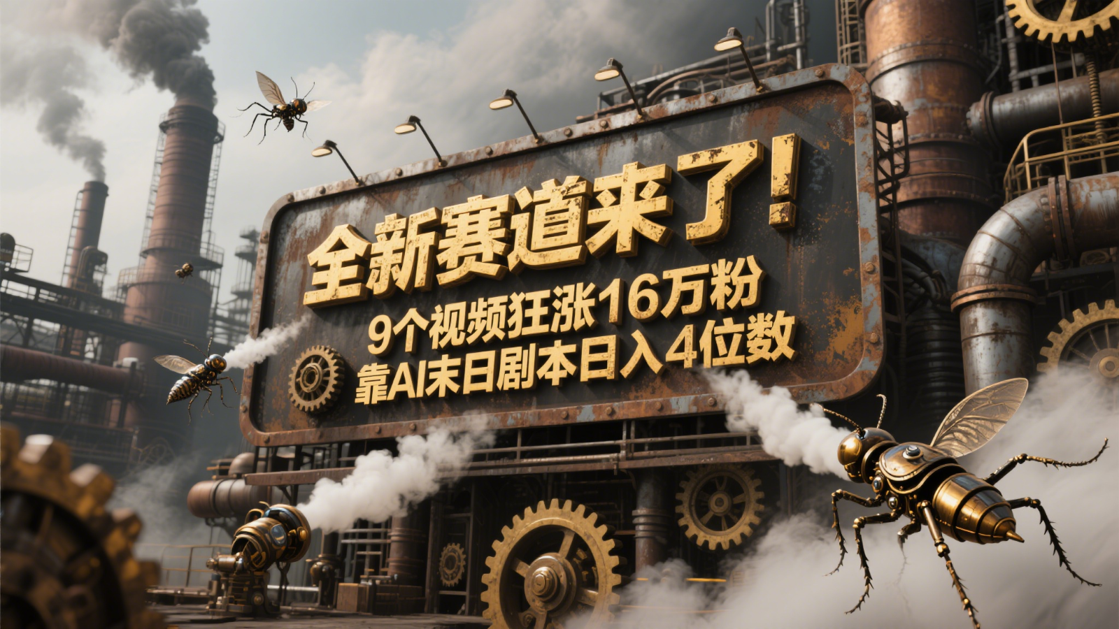 全新赛道来了！9个视频狂涨16万粉，靠AI末日剧本日入4位数，评论区爆肝追更！-鲲鹏云网创
