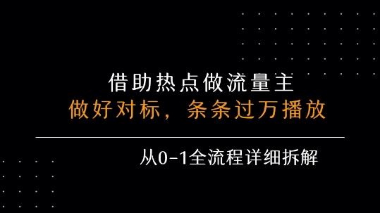 借力热点，乘顺风车玩流量主，条条过万播放， 每月收益5k+，从0-1全流程详细拆解-鲲鹏云网创