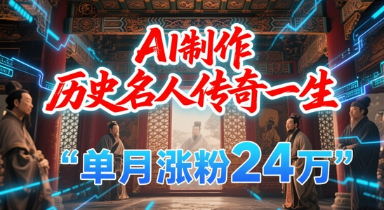 暴力起号！用AI制作历史名人传奇一生，单月涨粉24W，涨粉+变现赛道黑马来了-鲲鹏云网创